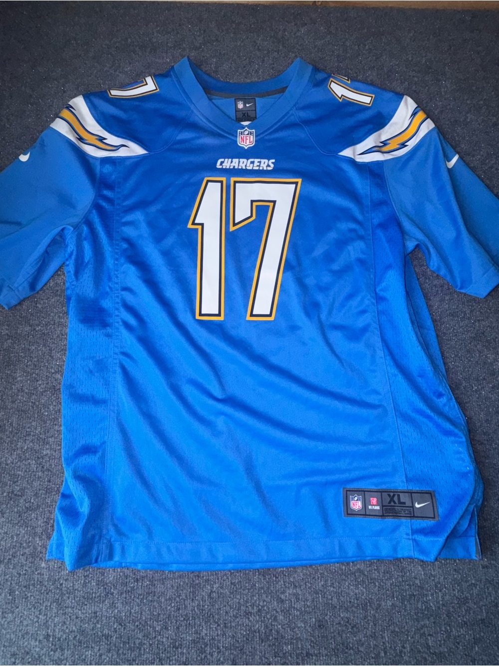 Nike Chargers #17 Royal Blue Football Jersey with White & Gold Accents